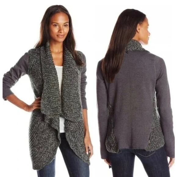 Prana Demure Charcoal Gray Open Draped Cardigan Sweater small - Picture 1 of 8